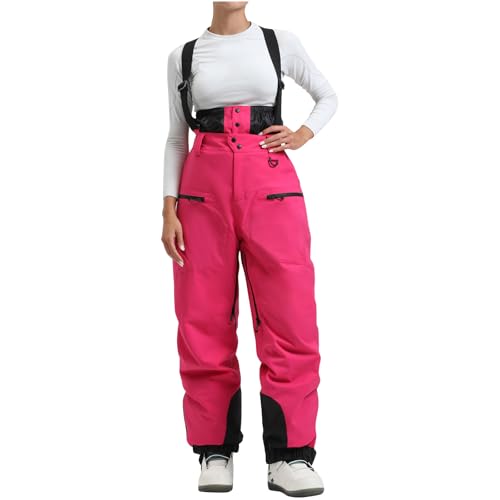 Skihose Damen Wasserdicht Schneehose Hosenträgerhose Winddichte Outdoorhose Snowboardhose Softshellhose Warme Gefütterte Skilanglaufhose Frauen Thermohose Wanderhose Warm Latzhose Ski Pant