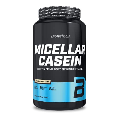 BioTechUSA Micellar Casein Protein Powder - Verlängerte Absorptionszeit, glutenfrei und fettfrei - L-Glutamin hinzugefügt, 908 g, Vanille