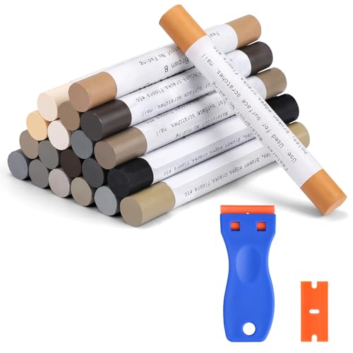 Möbelreparatur Wachsmalstifte, 20 Farben Weichwachskittstangen, Laminat Reparaturset Möbel Reparatur Set zum Auffüllen und Reparieren von Kratzern und Löchern auf Möbeln und anderen Holzoberflächen