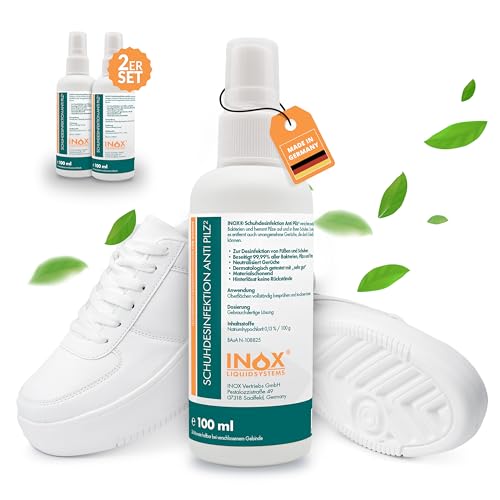 INOX® - Schuh Desinfektionsspray 2x100ml | Schuhspray gegen Geruch & Bakterien | schnelle & wirksame Schuhdesinfektion | Schütz vor Fußpilz | Geruchsentferner für Schuhe