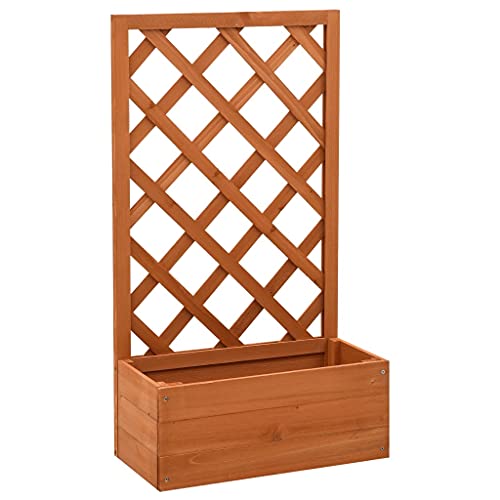 Cozynest Tannenholz Massiv Garten Spalier mit Blumenkasten Pflanzkasten Rankhilfe Rankkasten Rankgitter Blumenständer Blumenkübel 50x25x90cm (Orange)