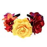 Winslet Blumen Stirnband Hochzeit Haarkranz Krone - Frauen Mädchen Blumenkranz Haare für Hochzeit Party (Rot Rose)