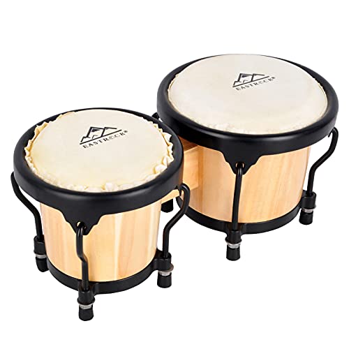 EastRock Bongo-Trommel-Set,4” and 5” für Erwachsene, Kinder, Anfänger, Profis, stimmbare Holz- und Metalltrommel-Schlaginstrumente mit Stimmschlüssel