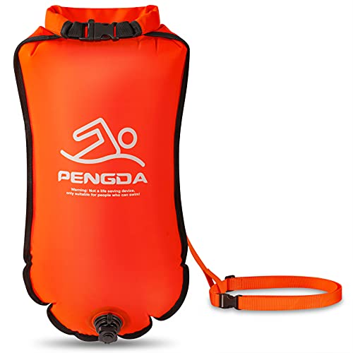 PENGDA Schwimmboje 25L Wasserdichter Trockensack Sicherheit Schwimmen Open Water und Triathlon Swimming Buoy, Swim Bubble für Kajakfahrer Freiwasser-Triathleten, Surfer, Schwimmen, Bootfahre (orange)