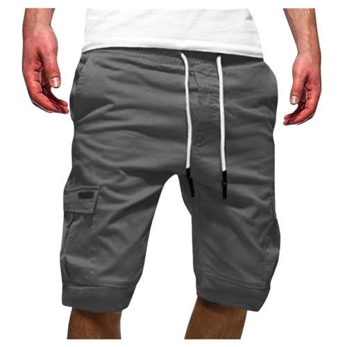 Generisch Cargo Shorts, Cargo Shorts Herren - Kurze Hosen Sommer Bermuda Arbeitshose Elastische Taille Sporthose Outdoor Freizeithose mit Taschen