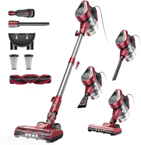 Vexilar C8 Staubsauger mit Kabel - 600W/60kPa Handstaubsauger mit 7m Kabellänge, verhedderungsfreie elektrische Upgrade-Bodenbürste, 1.5L beutelloser Behälter für Hartböden Teppiche Tierhaare