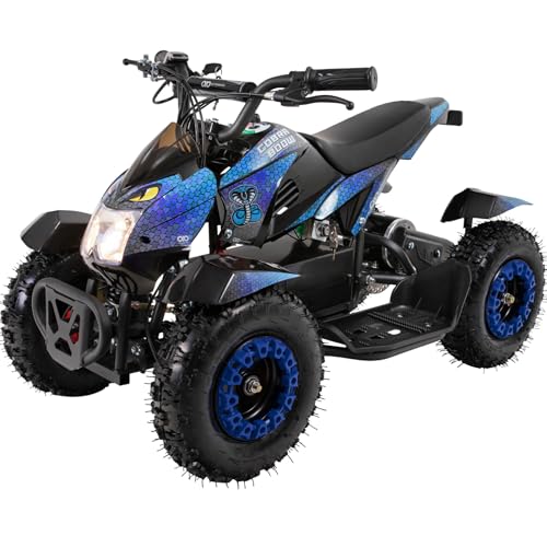Actionbikes Motors Kinder Quad Elektro ATV Cobra | ?? Volt ??? Watt Motor bis ?? km/h - Kinderquad - Pocket Quad - Safety Touch Fußschalter - Miniquad - Für Kinder ab 6 Jahren (Schwarz/Blau)