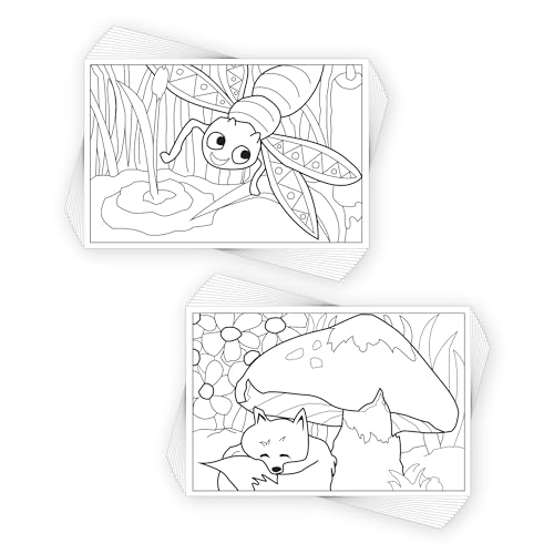 10,2 x 15,2 cm Postkarten-Malbuch-Karten-Decks mit Käfern und ihren Knospen und Pilzpals. Nachfüllpackungen für Colorpockit komplettes tragbares Malset. Enthält zwei Maldecks mit 12 Karten.