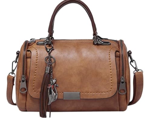Generisch Damen-Umhängetasche, Handtasche, Crossbody-Bag, stylische, trendige Designer-Handtasche aus hochwertigem, weichem PU-Leder (Kaffee)