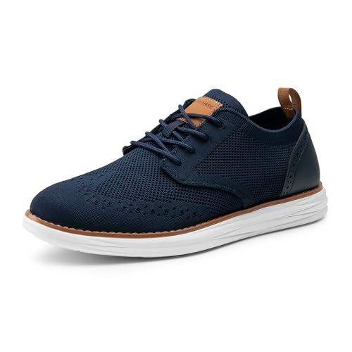 Bruno Marc Herren Anzugschuhe KnitFlex Craft Atmungsaktiv Gestrickter Stoff Schnürhalbschuhe Sommer Casual lässige Moderne Klassische Schuhe,Size 44,Marine 06,SBOX2406M