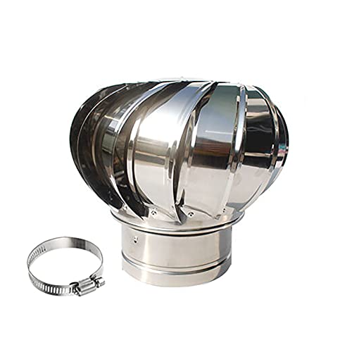 Chimney Cowl Cap Spinning Roof Turbine Ventilator 304 Stainless Steel Roof Vents Weatherproof Durable in Harsh Weather Keeps Debris Out of The House Ventilation Fans (150mm/5.9in)