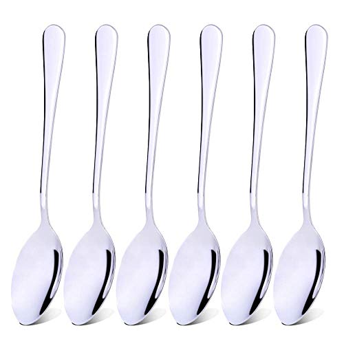 Qinglele Edelstahl 304 Löffel, suppenlöffel, Abendessen Löffel, Esslöffel, Tafellöffel, 20,6 cm, Set 6 Stück