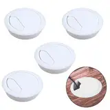 4 Stück Kabeldurchführung Schreibtisch, Weiße Kunststoff Kabelabdeckung Wire Hole 60mm Table Cable Cord Management Tischdurchführung Organizer Round für Schreibtischplatte und Arbeitsplätze