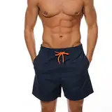 Qrity Herren Badeshorts, Badehose Herren Jungen Badeshorts Männer, Strandhose mit Taschen, Schwimmen Schnelltrocknen, Strandshorts, Verstellbarer Kordelzug -M