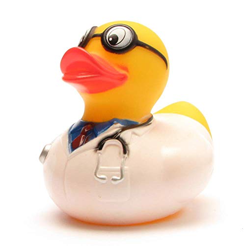 Duckshop I Badeente Arzt I Quietscheente - L: 7,5 cm - inkl. Quietscheentchen-Schlüsselanhänger im Set I Geschenk Mediziner I Präsent Sammler