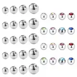 Laralily 36 Stück Piercing Kugeln 1,2mm,Bauchnabelpiercing kugeln,Piercing Zunge,Zum Durchstechen von Nabel, Nase, Lippen und Augenbrauen,Bauchnabelpiercing Kugel