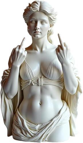 Wbietu Unapologetic Venus - Mittelfinger Statue Venus Figur mit Mittelfinger Rebellisch Kühne Moderne Kunst Dekor Harz Kunst Statue Lustige Einzigartige Deko für Schreibtisch & Regal (E)