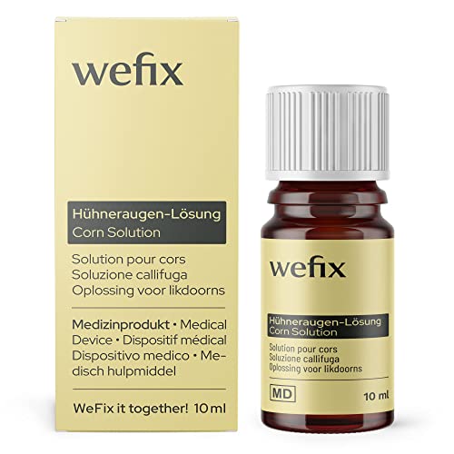 WeFix Hühneraugen Entferner Lösung 10ml - Medizinprodukt ab 6 J. - Effektiv Hornhaut & Hühneraugen entfernen - Hühneraugen Tinktur mit Pinsel