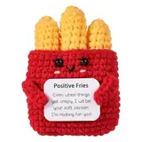 Lustige Positive Kartoffel-Pommes Geschenke,Handgemachte Emotionale Unterstützung Strickpuppe mit Frontkarte,Inspirierende Sorgenpuppe,Pocket Hug Pommes Frites,Motivationsgeschenk für Kinder,Freunde
