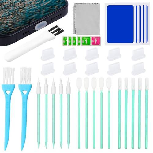 Laralily 40 Stück USB C Reinigungsset Ladebuchse Reiniger Handy Reinigungsset USB C Handy Reinigungsset zum Reinigen des USB-Ladeanschlusses und der Kopfhörerbuchse