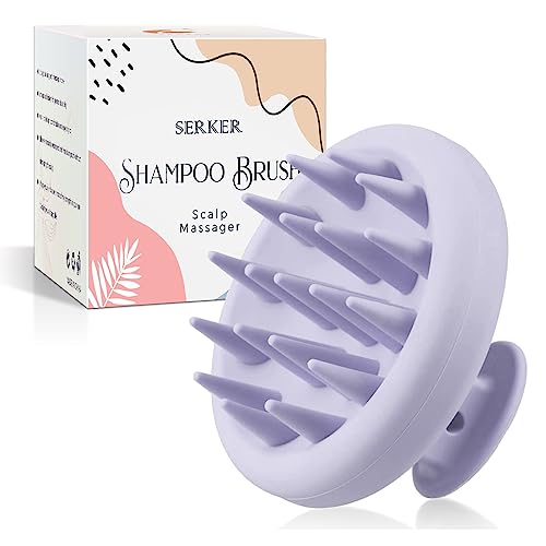 SERKER Kopfhaut Massagebürste Shampoo Bürste,Silikon shampoo haarbürste, scalp massager zum Peeling und zur Stimulierung des Haarwachstums, Schuppenreduktion, Kopfmassage(Lila Violett)