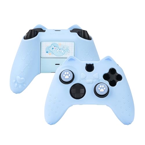 GeekShare Cat Paw Controller Skin für Xbox One, rutschfeste Silikonhülle, kompatibel mit Xbox One S/X Controller mit 2 Cat Paw Daumengriffkappen, Blau