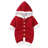 Haokaini Neugeborene Baby Kapuze Strick Strampler Fleece Pullover Wärmer Schneeanzug Overall Overalls Strampler Baby Winter Oberbekleidung für Jungen Mädchen