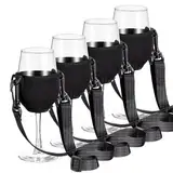 Zfseyuh Weinglashalter zum Umhängen 4 Stück Becherhalter zum Umhängen Wine Glass Holder Neck Weinglashalter für Hals Weinglas Hals Halter für Weihnachten, Weinfest, Hochzeit, Party