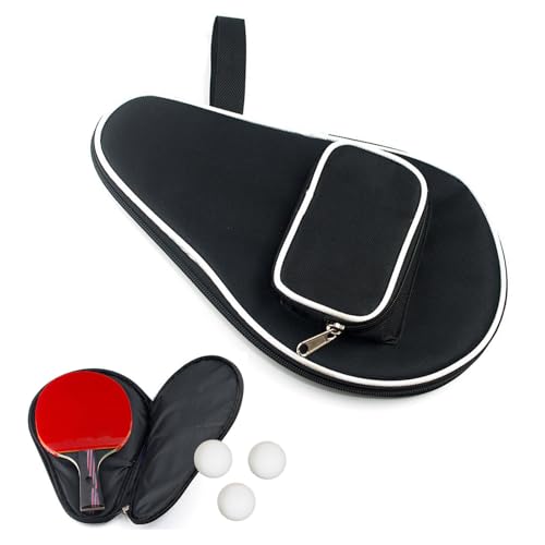 Tischtennisschläger Hülle, Schlägerhülle Tischtenni, Tischtennisschläger Tasche, Tischtennis Tasche, Bietet Platz für 2Schläger, Extra Ballfach für 3Bälle, Sturzsichere Aufbewahrung Sportzubehörtasche
