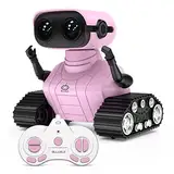 ALLCELE Roboter Kinder Spielzeug, Wiederaufladbares Ferngesteuertes mit LED-Augen Musik und Interessanten Geräuschen für ab 3 4 5 6 7 8 Jahre Jungen und Mädchen Geschenk -Pink