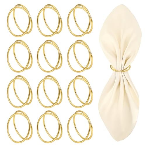 12 Stück Runde Serviettenringe Metall Gold, Serviettenringe Gold Metall Aus Metall mit Spiralschnallen Spirale Serviettenringe Schnallen für Weihnachten, Thanksgiving, Hochzeit, Bankett, Partys