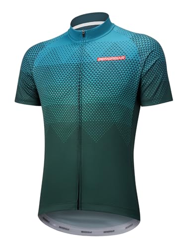 BERGRISAR Radtrikot Herren Kurzarm Rennrad Fahrrad Trikots, 8006dunkelgrün, Groß