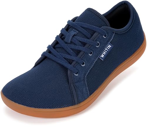 WHITIN Herren Damen Knit Barfußschuhe Barfussschuhe Barfuss Schuhe Barfuß Sneaker Barefoot Shoes Minimalschuhe Traillaufschuhe Wide Breite Zehen Tief Blau 41 EU