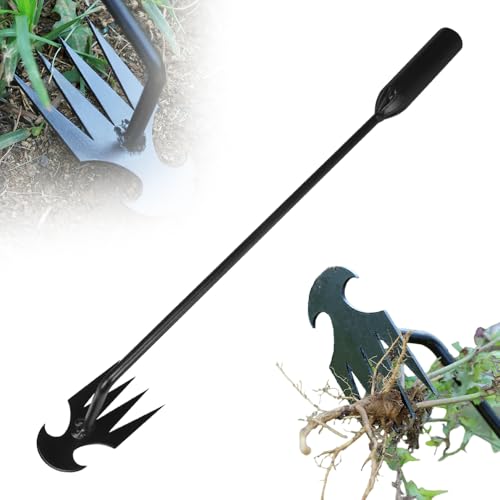 ComedyKing Unkraut Entferner Gerät, 2025 Neu Unkraut Artefakt Entwurzelungs Werkzeug mit Silicone stiel, Gartenwerkzeug, Hand Unkrautstecher für Gras Graben Umpflanzen Jäten (Schwarz lang)