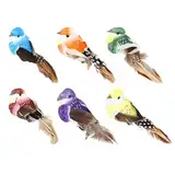 RUIJIE 6Pcs Künstliche Federvögel, Künstliche Vögel Deko mit Clip, künstliche Vogel Dekor Simulation Vogel Feder Vogel für Garten Frühling Deko Modell Osterfiguren