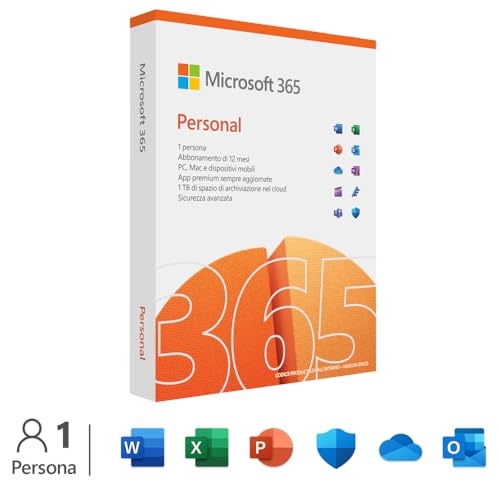 Microsoft 365 Single (Inklusiv Microsoft Defender), 1 Nutzer, Mehrere PCs/Macs, Tablets und mobile Geräte, 1 Jahresabonnement, Italienisch Box