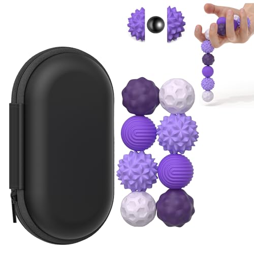 8 Stück Magnetische Fidget Toys, Magnetische Anziehungskraft Stress Bälle mit Silikonhülle, Magnetkugeln Stressball Silikon Sensorik Spielzeug, Sensory Toy ( lila )