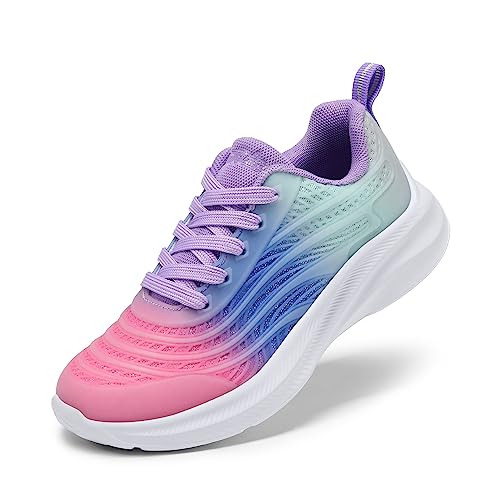 DREAM PAIRS Turnschuhe Kinder Sportschuhe Mädchen Jungen Sneaker Hallenschuhe Atmungsaktiv Laufschuhe Outdoor Schnüren Tennisschuhe,Size 28,Alles Schwarz,SDRS2330K,Size 31,Rosa/Blau/Hellgrün,SDRS2330K