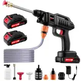 Bellanny Hochdruckreiniger Druckreinigerpistole Strahlreiniger, 1500W Tragbarer Akku Hochdruckreiniger Set 60 Bar/870 PSI mit 2x2,0Ah Akku & Aufladung, für Autowaschen, Garten/Terrassenreinigung