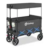 Sekey XXL Bollerwagen Faltbar Kinder 150L 150KG, Faltbarer Bollerwagen mit Dach Klappbarer Handwagen mit Sonnenschutz für Ausflug Strand Camping, Dach-S 4018, Grau