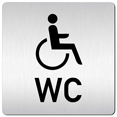 Türschilder24 XXL Schild - Türschild (B) • 125 x 125 x 1,5 mm Hinweisschild BEHINDERTEN WC Rollstuhl • Aluminium Vollmaterial • 100% Made in Germany