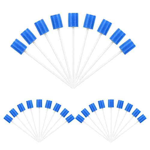 100 Stück Einweg Mundpflege Schwamm,Tragbare Mundschwamm Einweg,Mundpflegestäbchen für Reinigung Zahnkliniken 13,5cm (Blau)