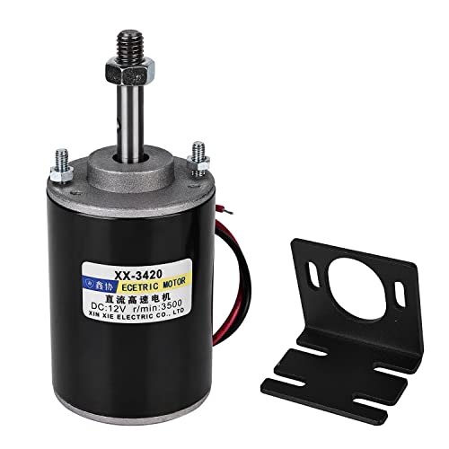 Mini Dauermagnet Gleichstrommotor, 12V Dauermagnet DC Motor Hochgeschwindigkeit ​​Niedrige Lärm Für DIY Generator Ideal für Heimwerker CW/CCW-Steuerung 3500RPM Elektromotor und 3420 DC Motor Halterung