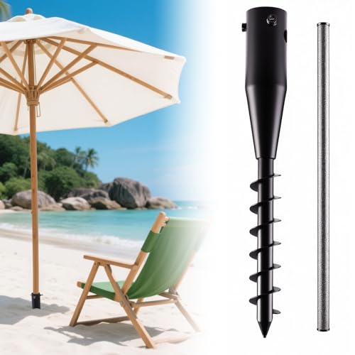 CJYMMFAN Heavy Duty Erdspieß Hochbelastbarer Sonnenschirmständer & Erdspieß für Wäschespinnen, 6-Fach Spiral Bodenanker für Strandschirme, Angelschirm und Garten, Verstellbaren Knöpfen (2,5–5 cm)