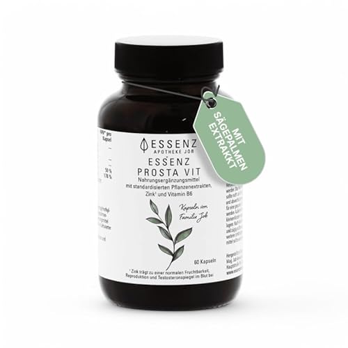 ESSENZ - Prosta Vit Kapseln - Natürliche Prosta Vit Kapseln mit Kürbiskern-, Sägepalm- & Brennnesselwurzelextrakt. Zur Förderung des Wohlbefindens. Inhalt: 60 Kapseln