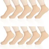 COMNICO Kurze Seidenstrümpfe 10 Paar Durchsichtig Modisch Kristallseide Nylonspitze Ultradünn Knöchelhoch Netzsocken (Hautfarbe)