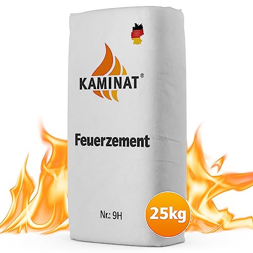 Kaminat Nr. 9H Profi Reparaturmörtel für extra hohe Temperaturen 1250°C, Feuerfester Mörtel, Kaminkleber und Schamottestein Kleber (25,00kg)