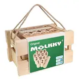 Mölkky Original - Birkenholz 12 Skittles,1 Stock - Wurfspiele für Draußen, Garten, Picknick, Strand, Freizeit, Party Spiel für Familie, Gruppen, 2+ Spieler, ab 6 Jahren
