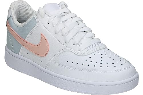 Nike Damen Court Vision Low Sneaker, White/Washed Coral-Aura-Pale Ivory, 42.5 EU