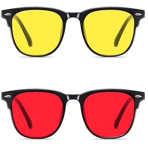 Blaulichtfilter Brille Herren und Damen Satz 2 Rote, Gelbe Blaulichtfilter Brille Damen Blue Light Glasses Blaulicht Brille Blaufilter Brille Herren Blaufilter Brille Damen Brille Mit Blaulichtfilter